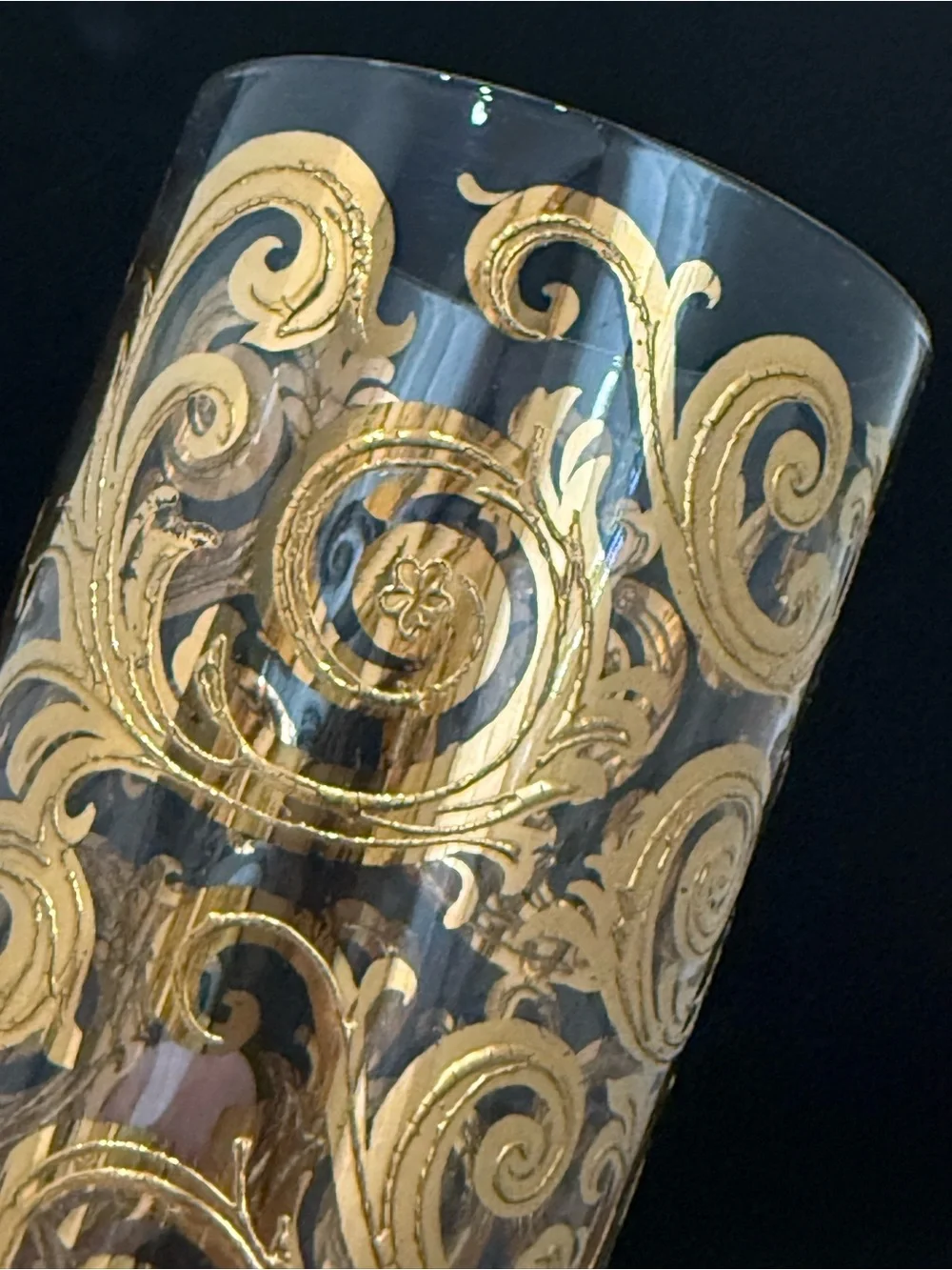 Lot of 4 Vintage MCM Culver Scroll 22k Gold Gilt 5.5” Highball Tumbler Glasses
